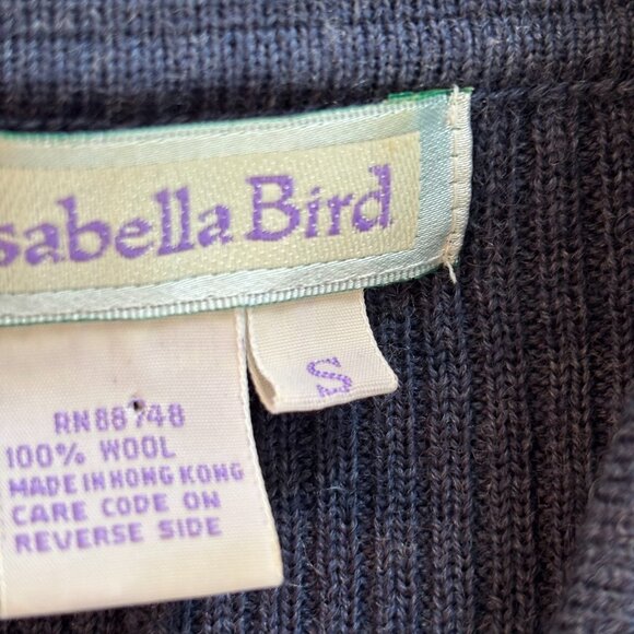 Vtg Isabella Bird Wool Cardigan Sweater Small Longline Ribbed Fitted Class 19004 - Picture 6 of 8